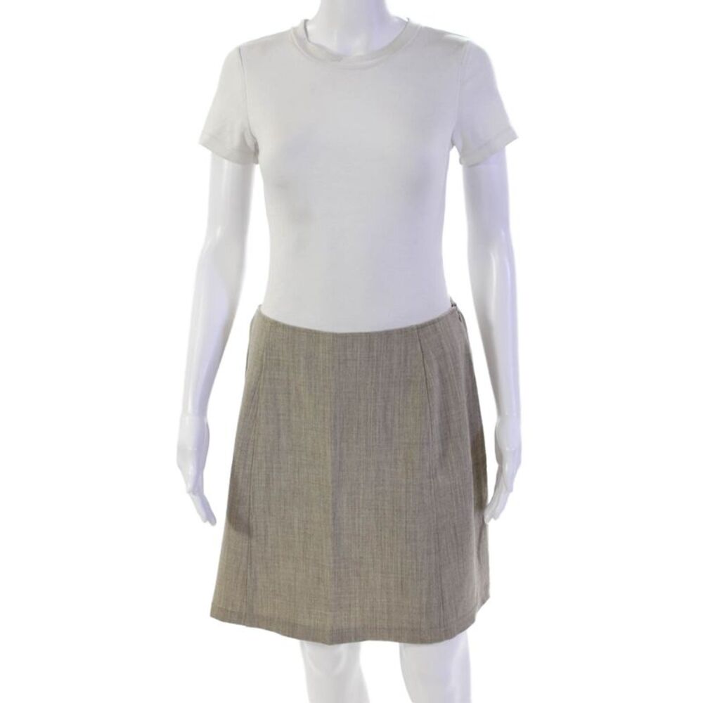 Penny Black Womens Wool A-Line Casual Zippered Mini Skirt Beige Size 12
